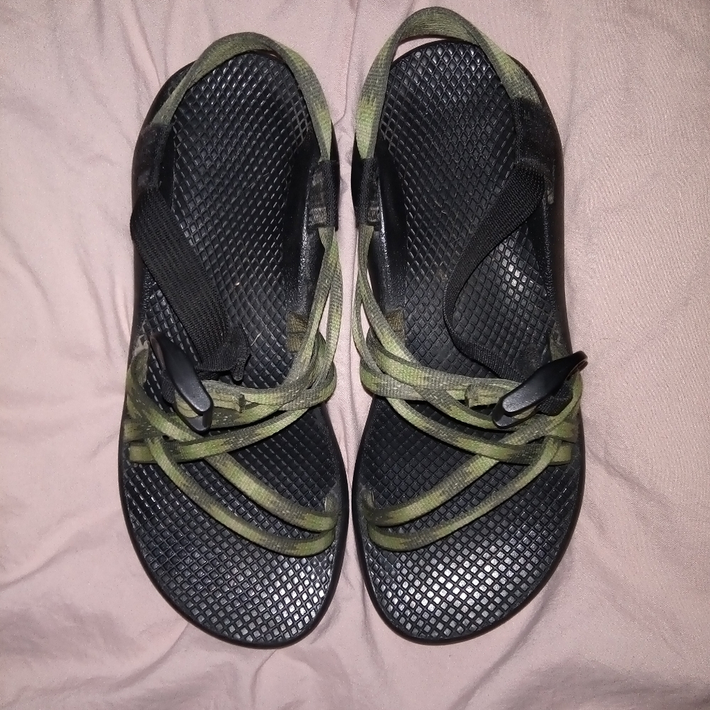 Chacos with Green Straps